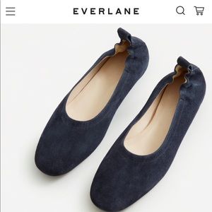 Everlane Day Flat Navy Blue Suede